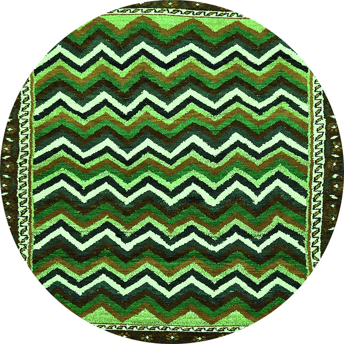 Round Machine Washable Abstract Green Modern Area Rugs, wshabs5609grn