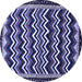 Round Abstract Blue Modern Rug, abs5609blu