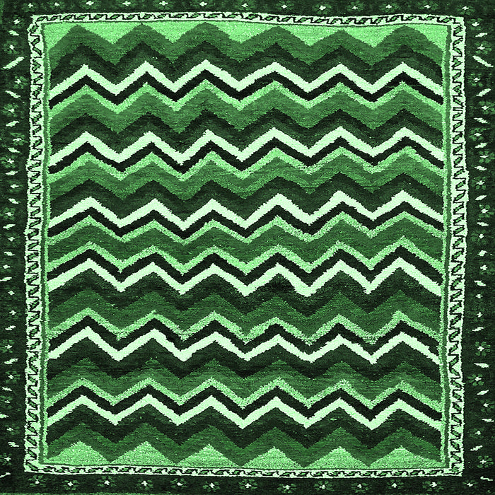 Square Abstract Emerald Green Modern Rug, abs5609emgrn