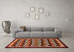 Machine Washable Abstract Orange Modern Area Rugs in a Living Room, wshabs5609org