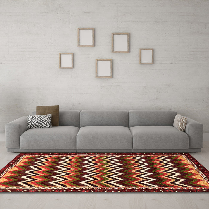 Machine Washable Abstract Orange Modern Area Rugs in a Living Room, wshabs5609org