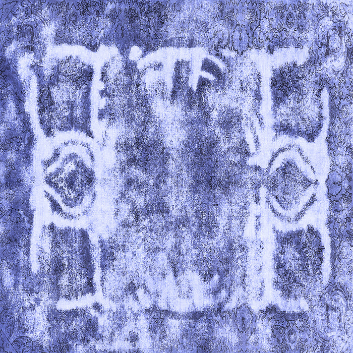 Square Abstract Blue Modern Rug, abs560blu