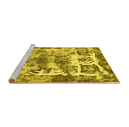 Sideview of Machine Washable Abstract Yellow Modern Rug, wshabs560yw