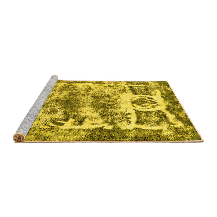 Sideview of Machine Washable Abstract Yellow Modern Rug, wshabs560yw