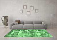 Machine Washable Abstract Emerald Green Modern Rug, wshabs560emgrn