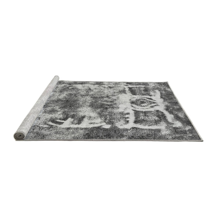 Sideview of Machine Washable Abstract Gray Modern Rug, wshabs560gry