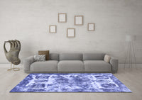 Machine Washable Abstract Blue Modern Rug, wshabs560blu