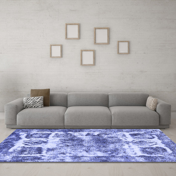 Machine Washable Abstract Blue Modern Rug in a Living Room, wshabs560blu