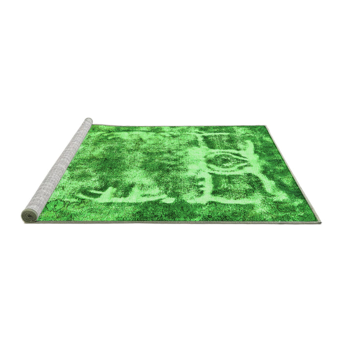 Sideview of Machine Washable Abstract Green Modern Area Rugs, wshabs560grn