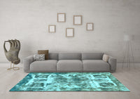 Machine Washable Abstract Light Blue Modern Rug, wshabs560lblu