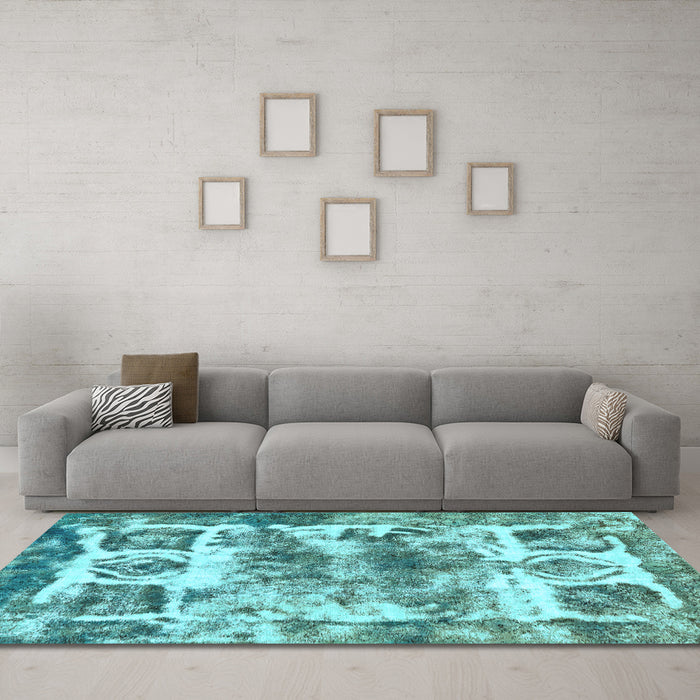 Machine Washable Abstract Light Blue Modern Rug in a Living Room, wshabs560lblu