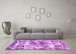 Machine Washable Abstract Purple Modern Area Rugs in a Living Room, wshabs560pur