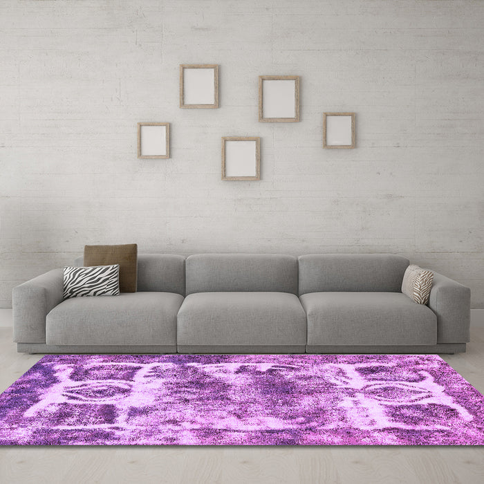 Machine Washable Abstract Purple Modern Area Rugs in a Living Room, wshabs560pur