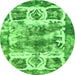 Round Abstract Green Modern Rug, abs560grn