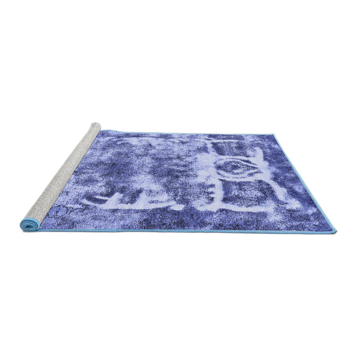 Sideview of Machine Washable Abstract Blue Modern Rug, wshabs560blu