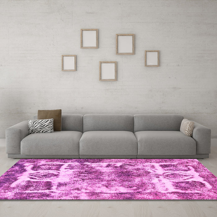 Machine Washable Abstract Pink Modern Rug in a Living Room, wshabs560pnk