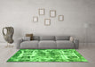 Machine Washable Abstract Green Modern Area Rugs in a Living Room,, wshabs560grn