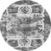 Round Machine Washable Abstract Gray Modern Rug, wshabs560gry