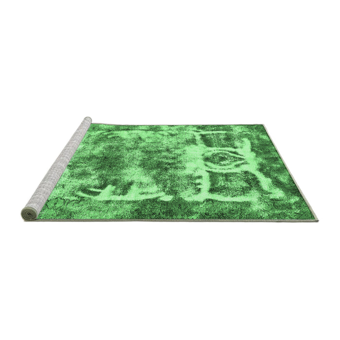 Sideview of Machine Washable Abstract Emerald Green Modern Area Rugs, wshabs560emgrn