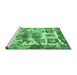 Sideview of Machine Washable Abstract Emerald Green Modern Area Rugs, wshabs560emgrn