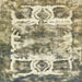 Square Abstract Dark Green Modern Rug, abs560