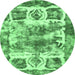 Round Abstract Emerald Green Modern Rug, abs560emgrn