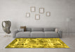 Machine Washable Abstract Yellow Modern Rug in a Living Room, wshabs560yw