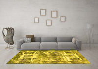 Machine Washable Abstract Yellow Modern Rug, wshabs560yw