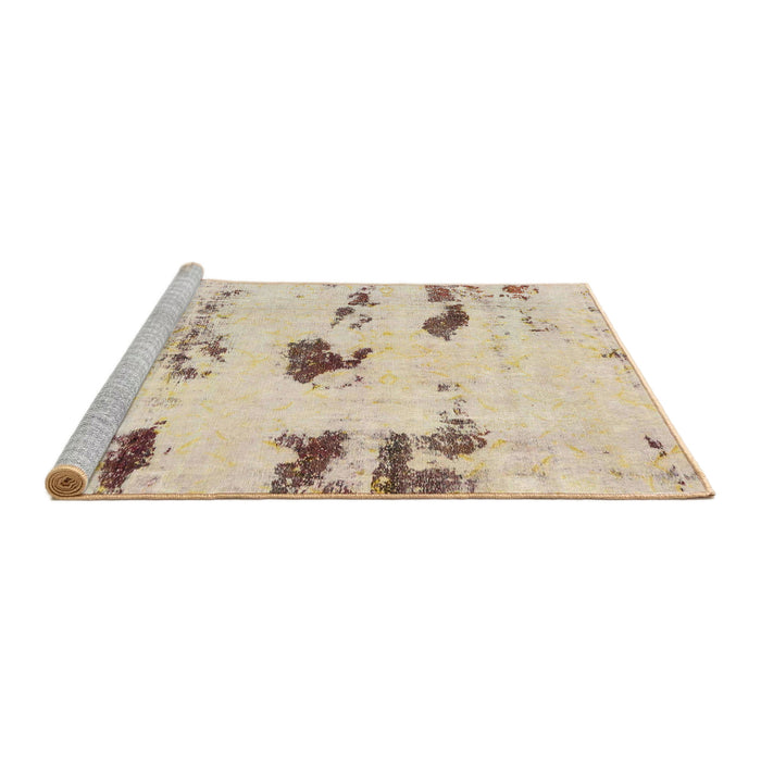 Sideview of Machine Washable Abstract Brown Sugar Brown Rug, wshabs5610