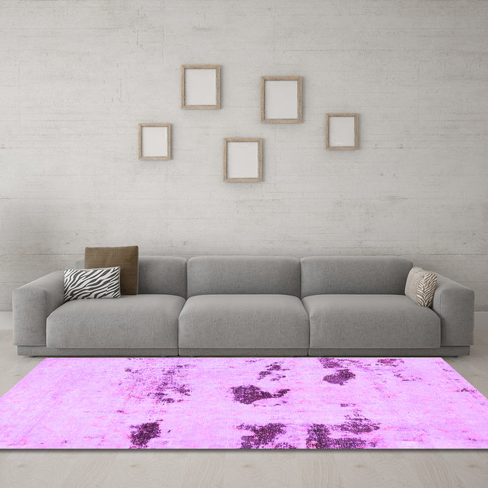 Machine Washable Solid Purple Modern Area Rugs in a Living Room, wshabs5610pur