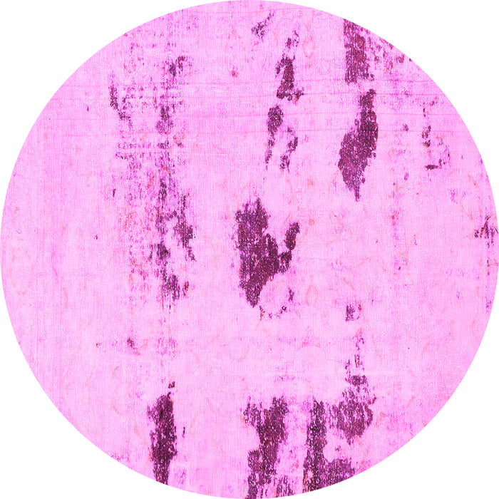 Round Machine Washable Solid Pink Modern Rug, wshabs5610pnk