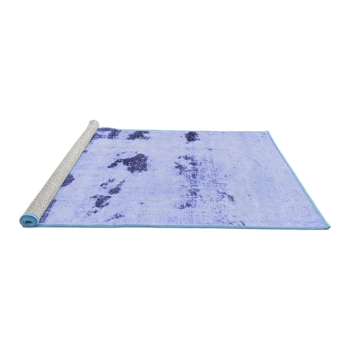 Sideview of Machine Washable Solid Blue Modern Rug, wshabs5610blu