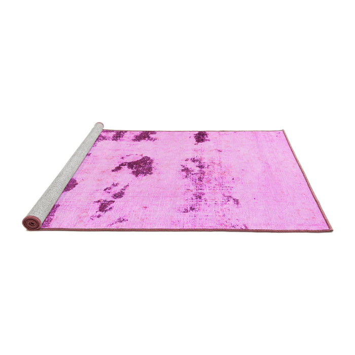Sideview of Machine Washable Solid Pink Modern Rug, wshabs5610pnk