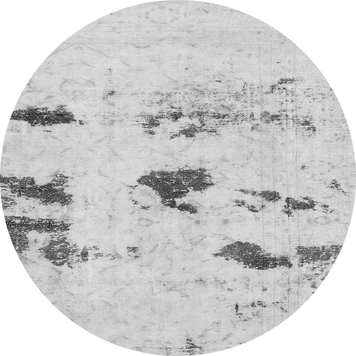 Round Machine Washable Solid Gray Modern Rug, wshabs5610gry