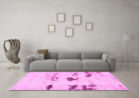 Machine Washable Solid Pink Modern Rug, wshabs5610pnk