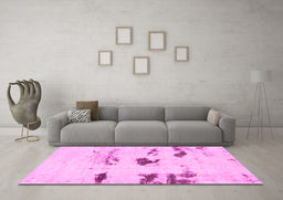 Machine Washable Solid Pink Modern Rug in a Living Room, wshabs5610pnk