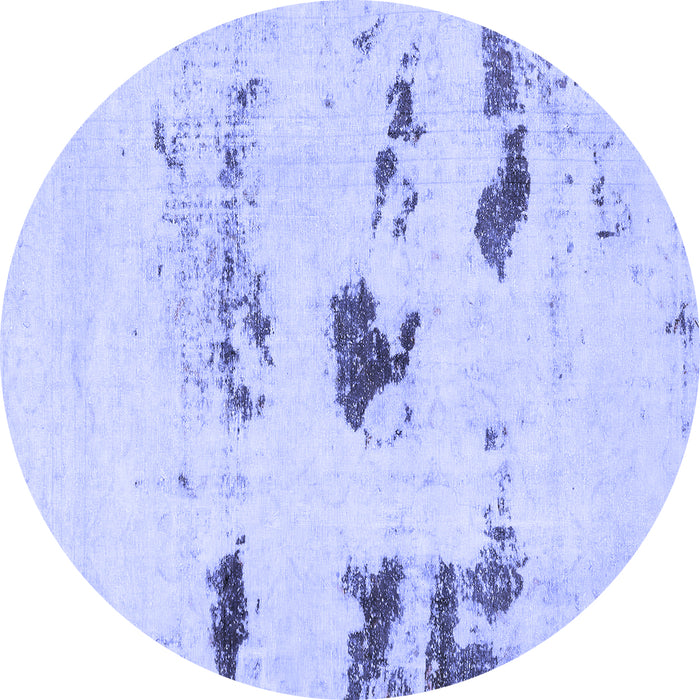 Round Machine Washable Solid Blue Modern Rug, wshabs5610blu