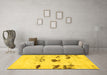 Machine Washable Solid Yellow Modern Rug in a Living Room, wshabs5610yw