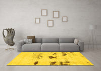 Machine Washable Solid Yellow Modern Rug, wshabs5610yw