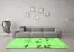 Machine Washable Solid Green Modern Area Rugs in a Living Room,, wshabs5610grn