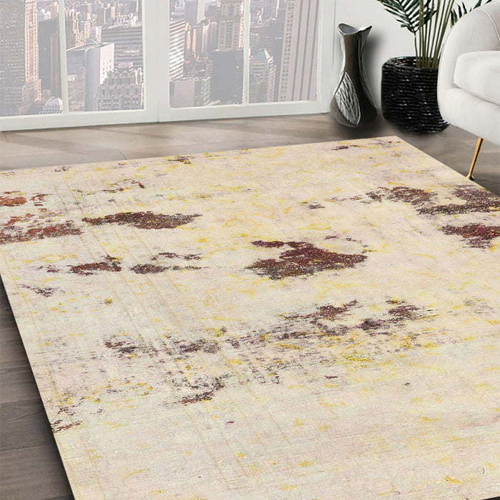 Machine Washable Abstract Brown Sugar Brown Rug in a Family Room, wshabs5610