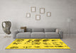 Machine Washable Abstract Yellow Modern Rug in a Living Room, wshabs5611yw