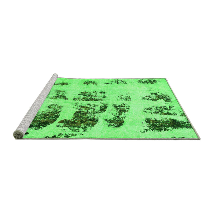 Sideview of Machine Washable Abstract Green Modern Area Rugs, wshabs5611grn