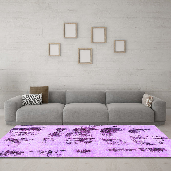 Machine Washable Abstract Purple Modern Area Rugs in a Living Room, wshabs5611pur