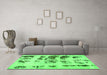 Machine Washable Abstract Green Modern Area Rugs in a Living Room,, wshabs5611grn