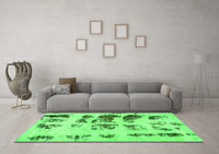 Machine Washable Abstract Green Modern Rug, wshabs5611grn