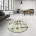 Round Abstract Tan Brown Gold Modern Rug in a Office, abs5611