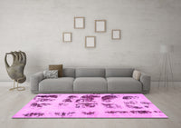 Machine Washable Abstract Pink Modern Rug, wshabs5611pnk