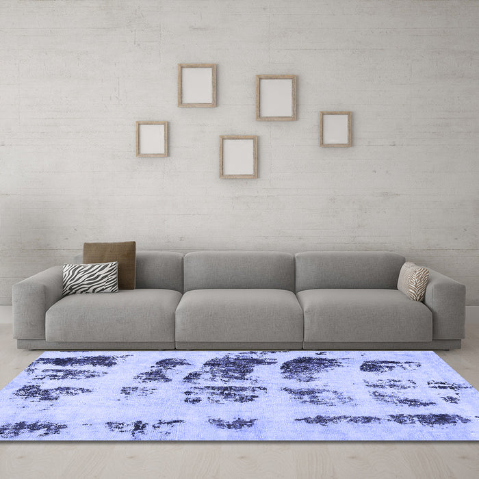 Machine Washable Abstract Blue Modern Rug in a Living Room, wshabs5611blu