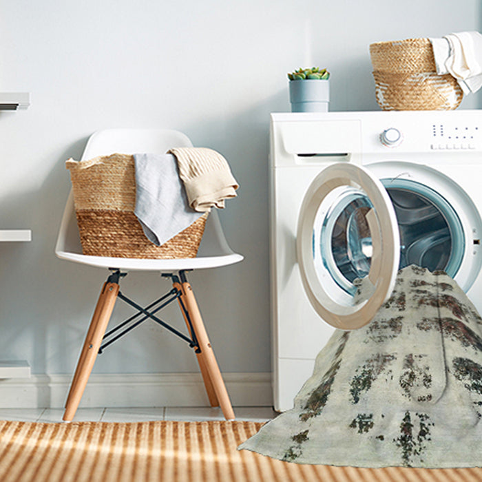 Machine Washable Abstract Tan Brown Gold Rug in a Washing Machine, wshabs5611